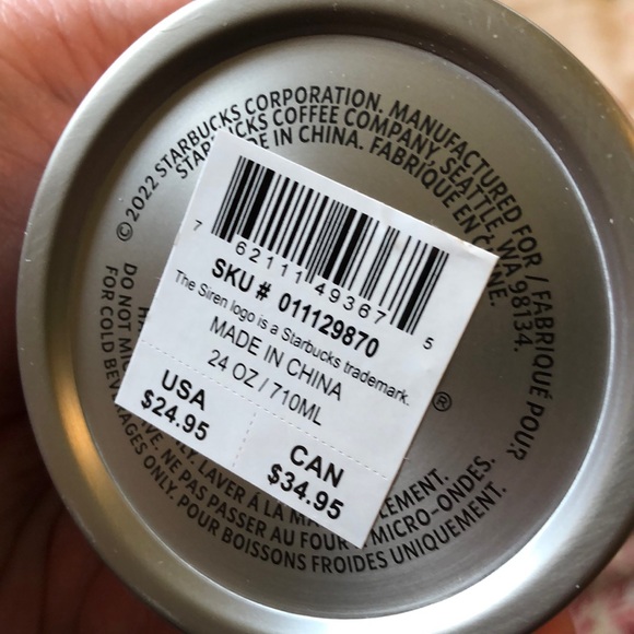 STARBUCKS Large venti Stainless Steel Cold Drink Cup Dual-Wall Black Straw NEW - Picture 8 of 14